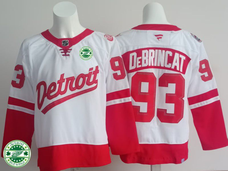 Men Detroit Red Wings #93 Debrincat White 2025 Fanatics Home Premium NHL Jersey style 4